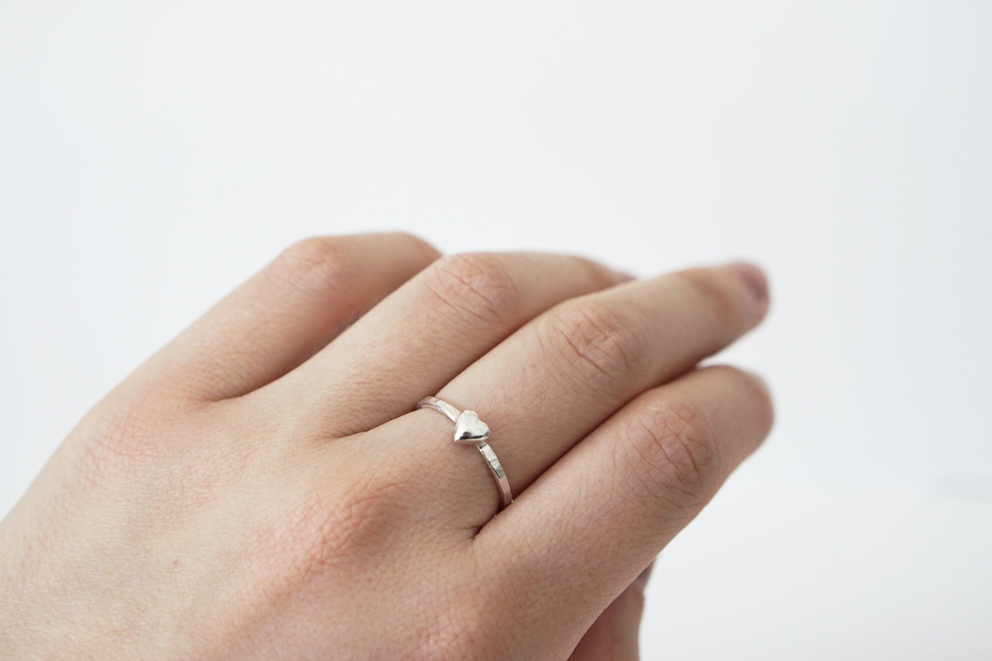 Solid Heart Sterling Silver Ring ~ statement ring, hammered, modern, texture, love, round, stacking ring, stackable, friendship, recycled