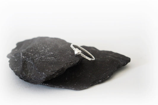 Solid Heart Sterling Silver Ring ~ statement ring, hammered, modern, texture, love, round, stacking ring, stackable, friendship, recycled