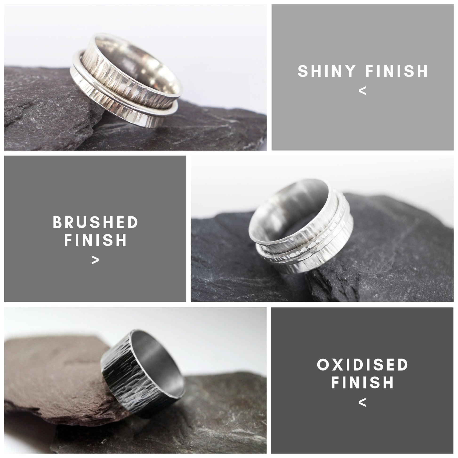 Fidget Ring Smooth & Frosted Beads Sterling Silver