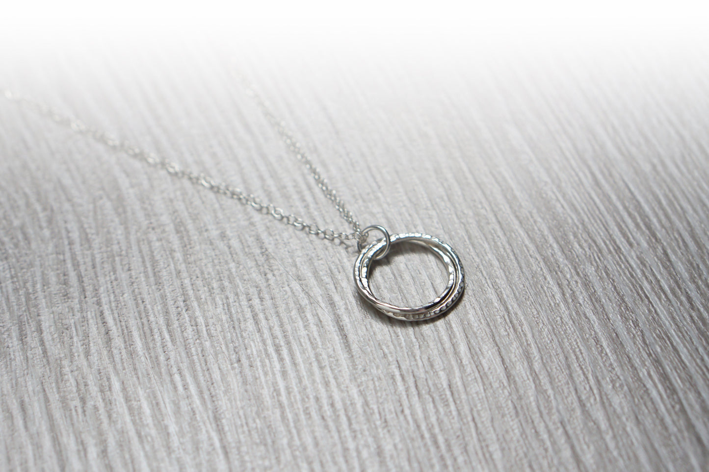 Double Interlocking Bands Recycled Sterling Silver Necklace