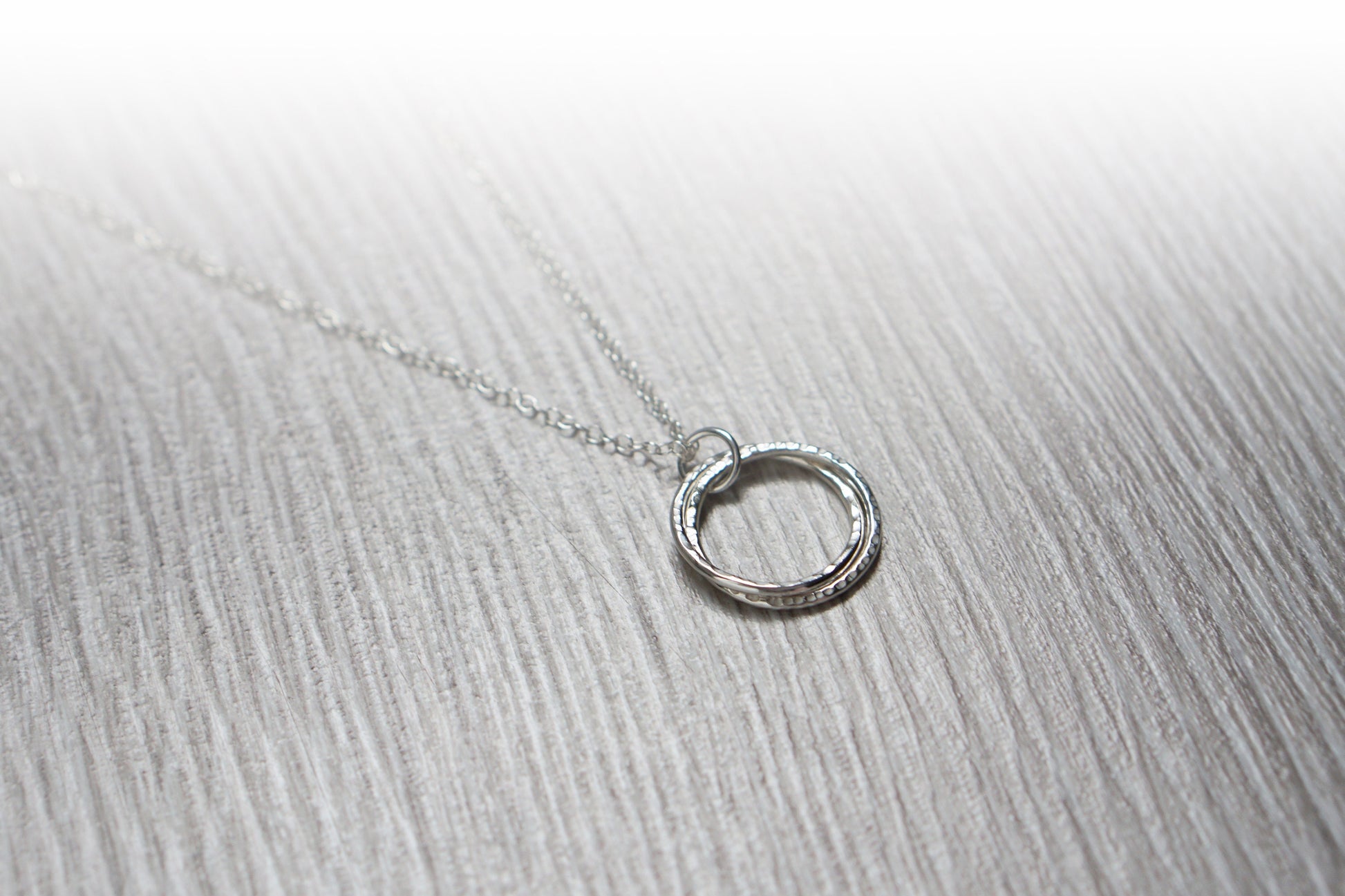 Double Interlocking Bands Recycled Sterling Silver Necklace