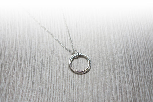 Double Interlocking Bands Recycled Sterling Silver Necklace