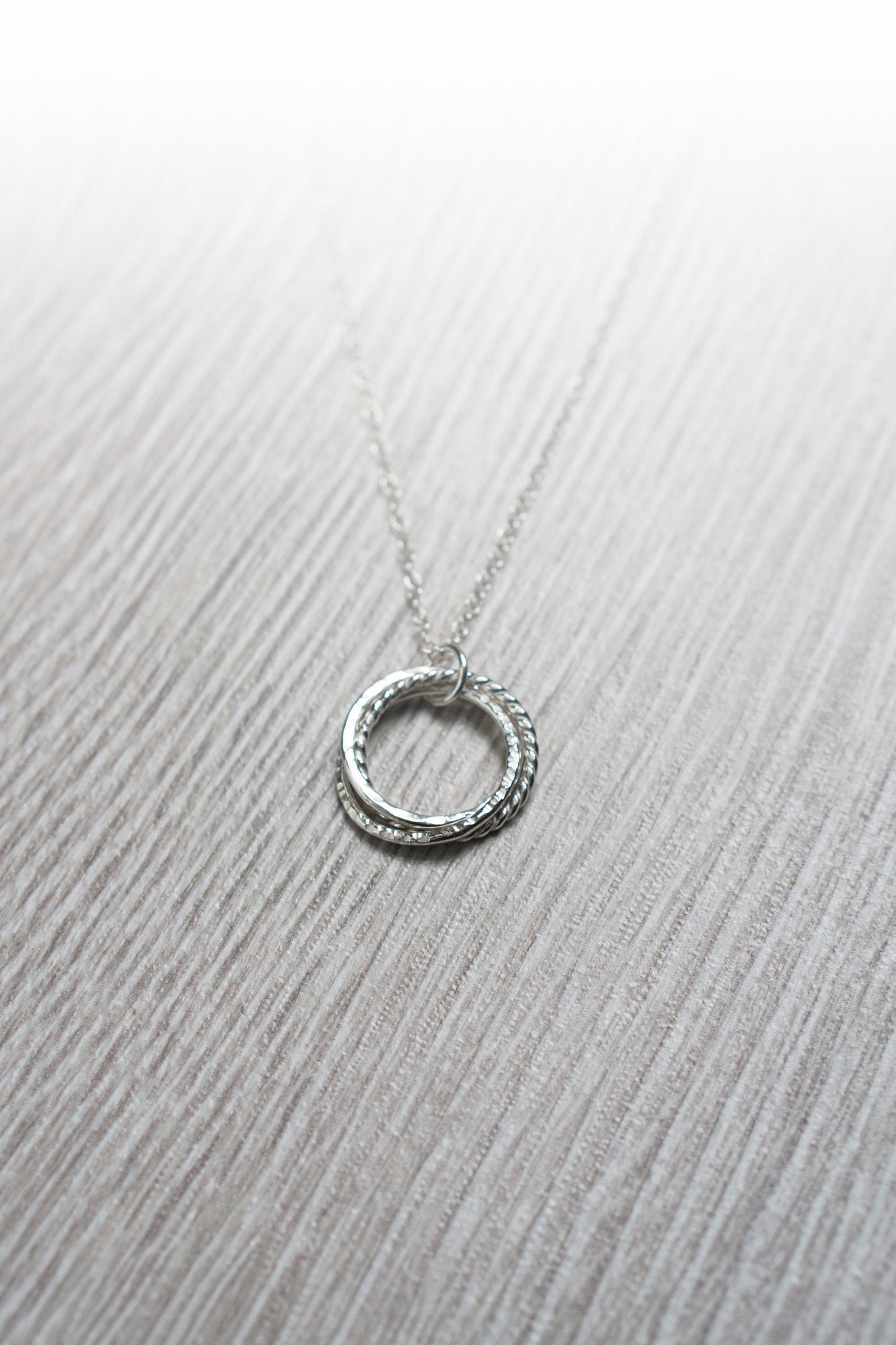 Triple Interlocking Bands Recycled Sterling Silver Necklace