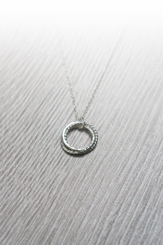 Triple Interlocking Bands Recycled Sterling Silver Necklace