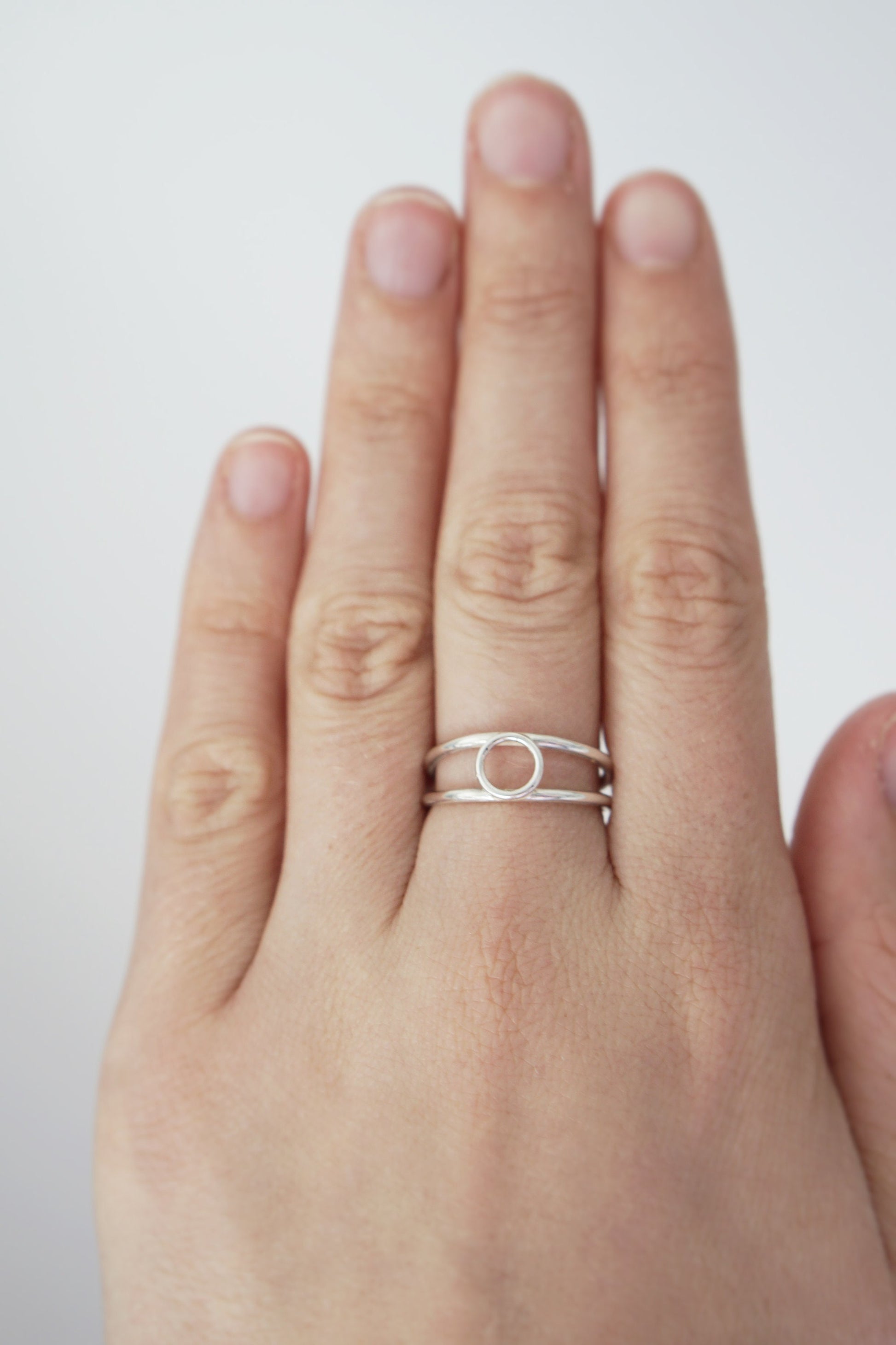 Double Band Circle Recycled Sterling Silver Ring