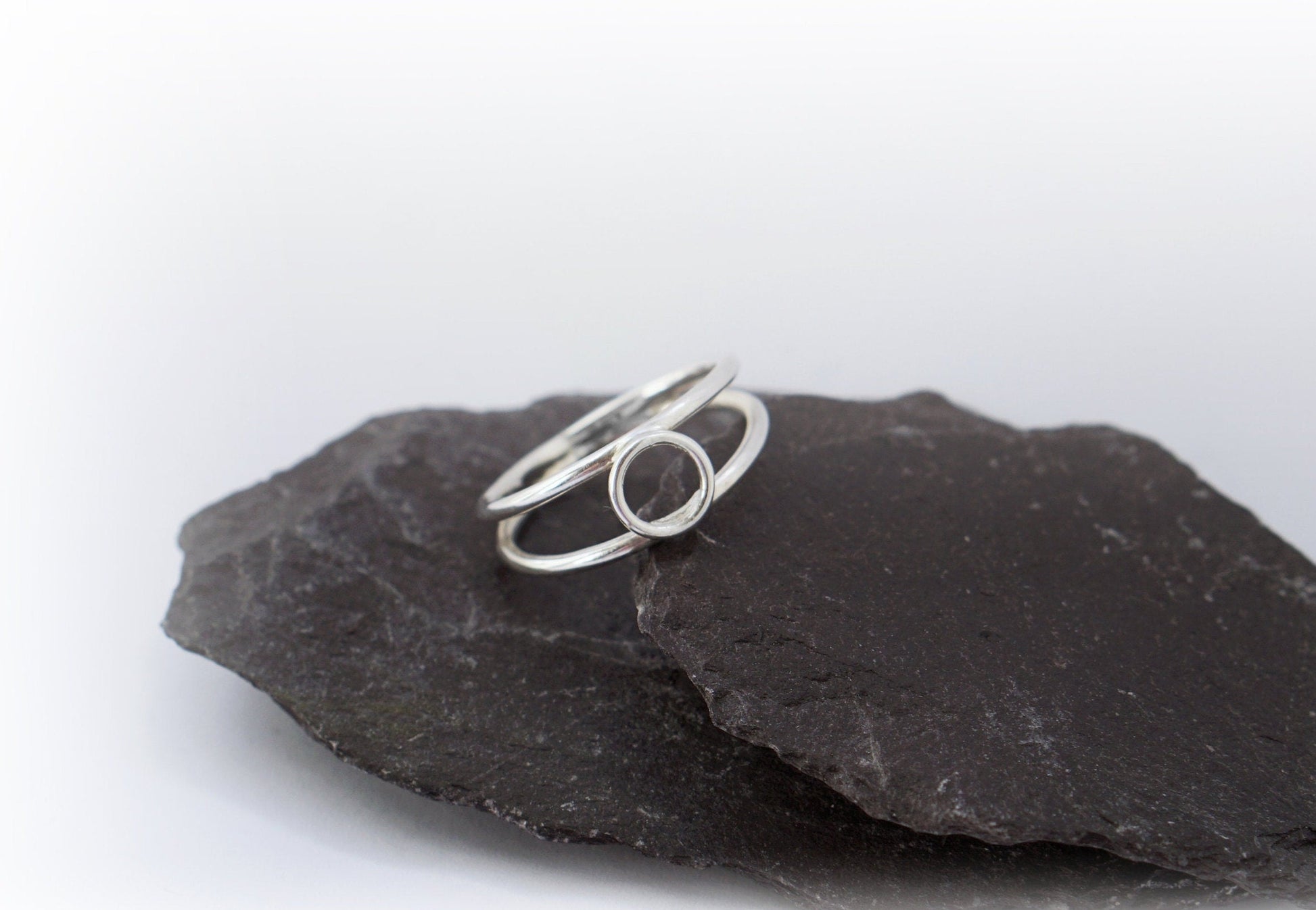 Double Band Circle Recycled Sterling Silver Ring