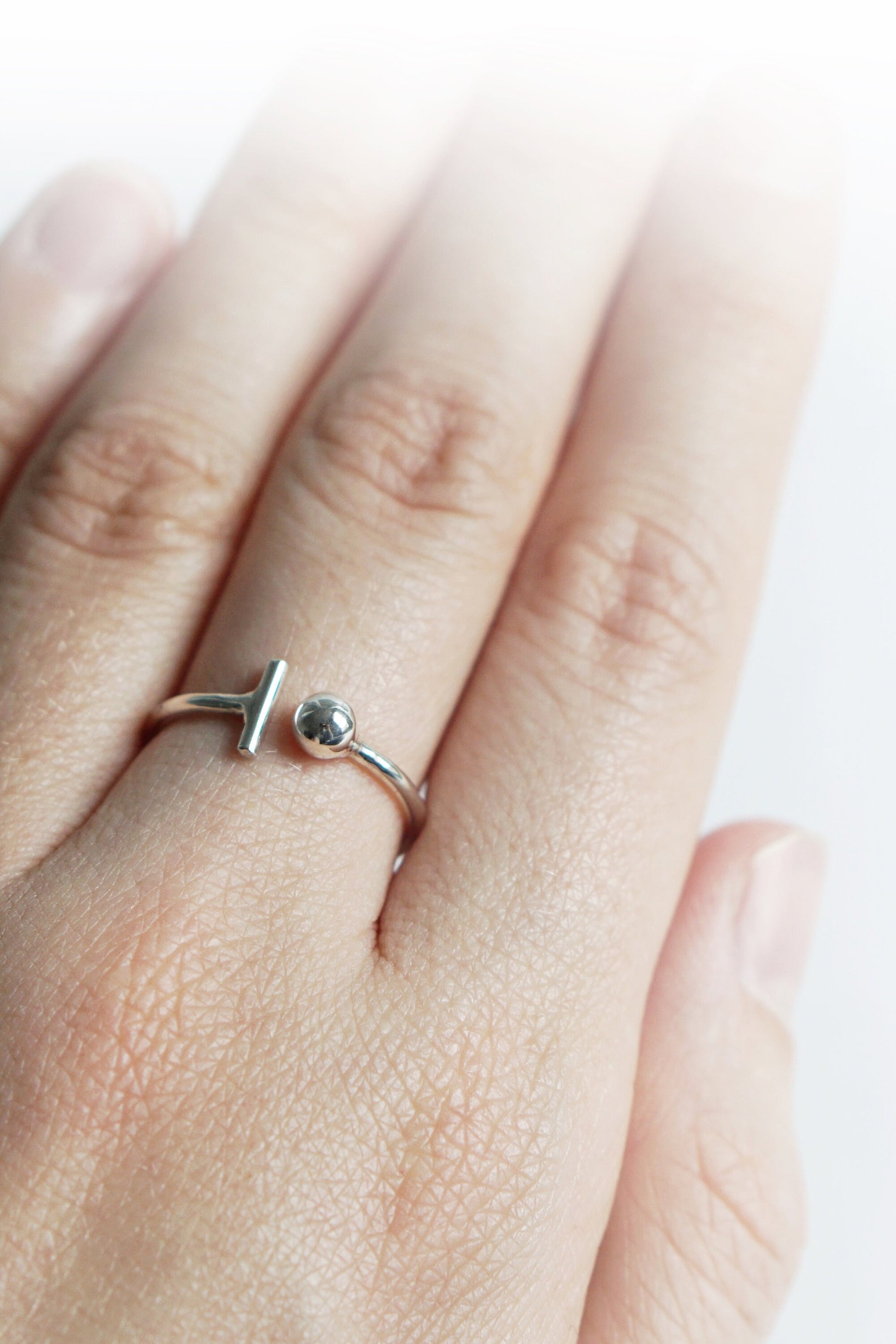 Open Sphere & Bar Recycled Sterling Silver Ring