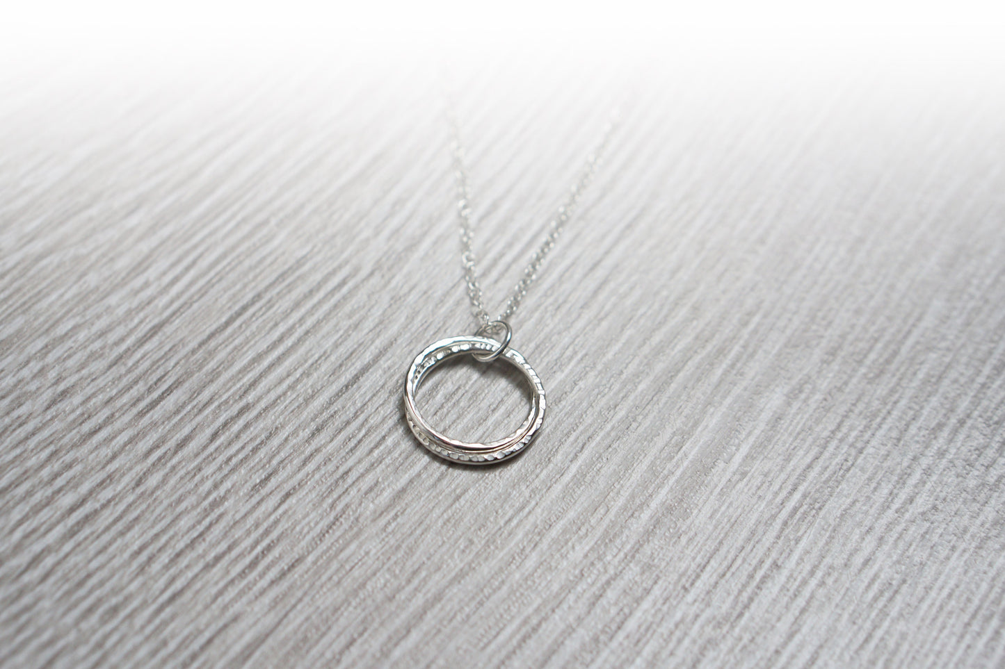 Double Interlocking Bands Recycled Sterling Silver Necklace