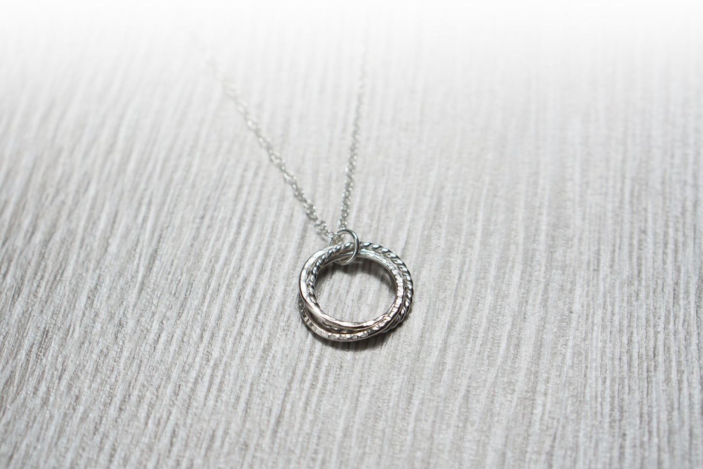 Triple Interlocking Bands Recycled Sterling Silver Necklace