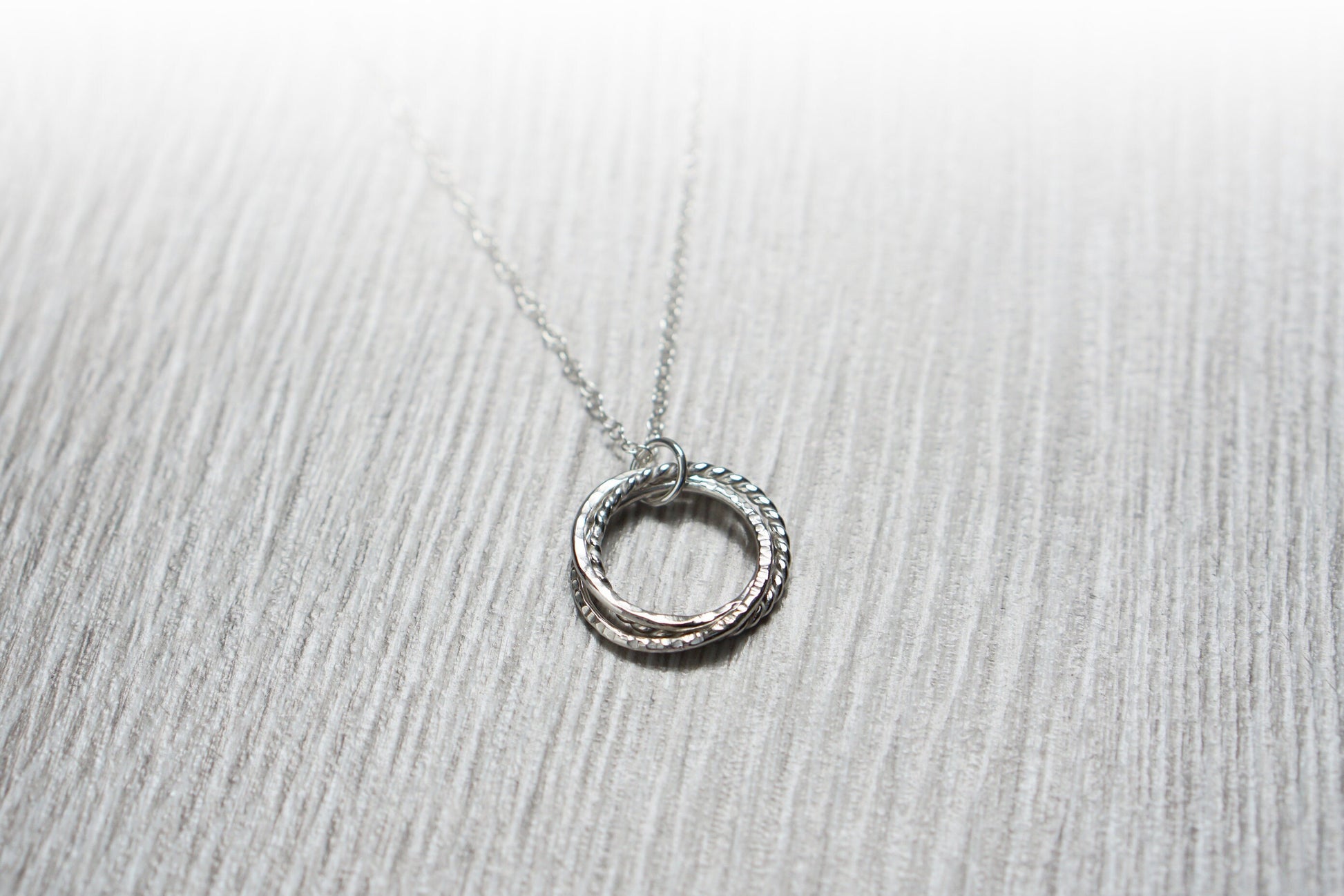 Triple Interlocking Bands Recycled Sterling Silver Necklace