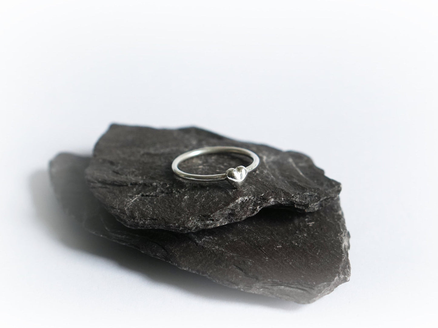 Solid Heart Sterling Silver Ring ~ statement ring, hammered, modern, texture, love, round, stacking ring, stackable, friendship, recycled