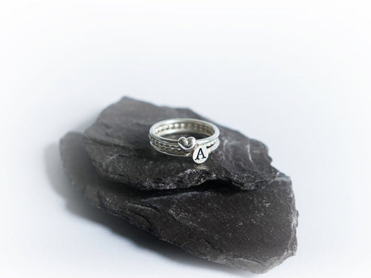 Personalised Heart Sterling Silver Stacking Trio