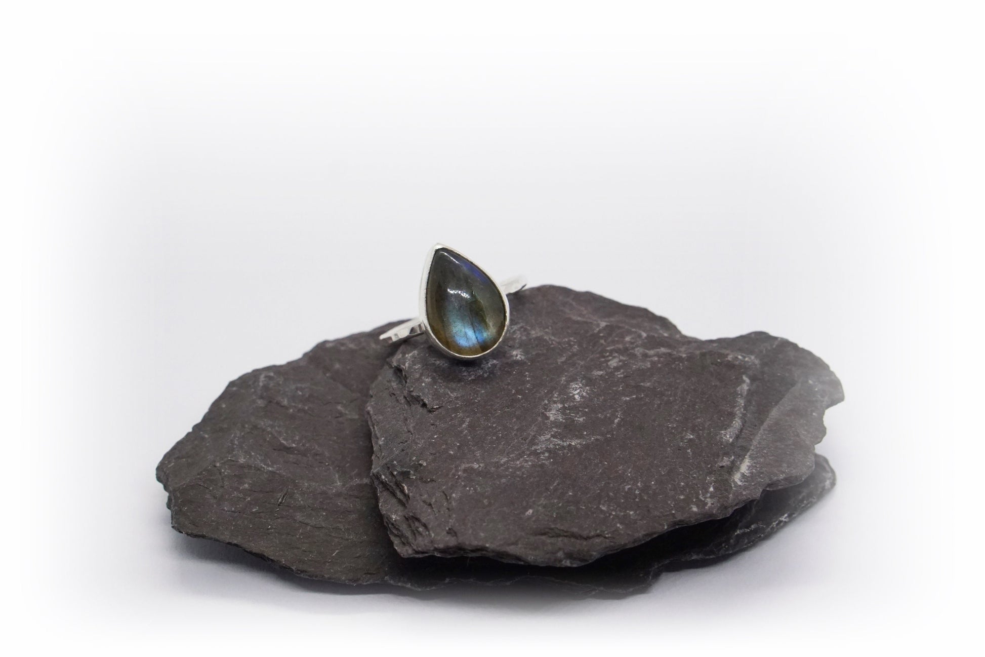 Labradorite Teardrop Recycled Sterling Silver Ring ~ statement, gemstone,birthstone, stackable, stacking