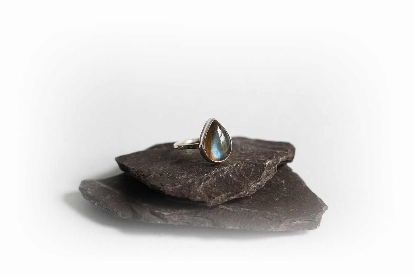 Labradorite Teardrop Recycled Sterling Silver Ring
