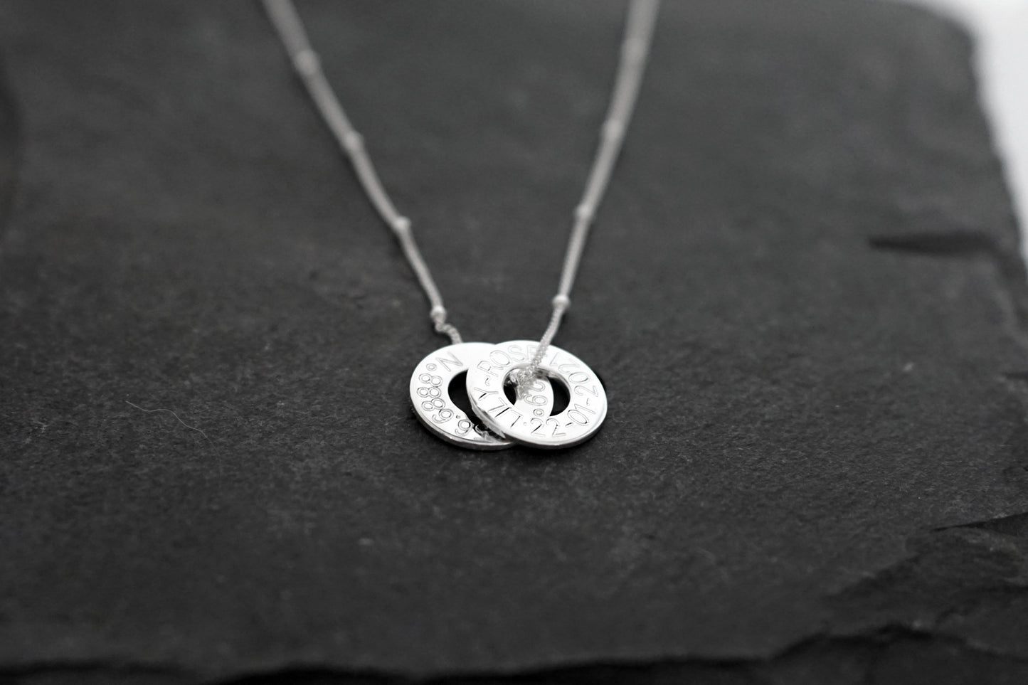Engraved Personalised Sterling Silver Washers Necklace