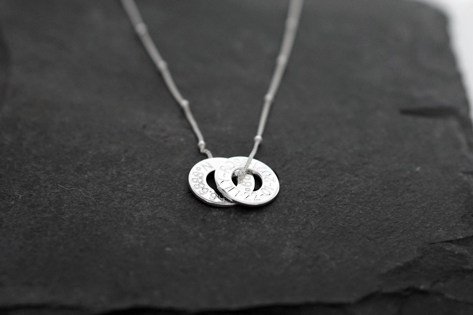Engraved Personalised Sterling Silver Washers Necklace
