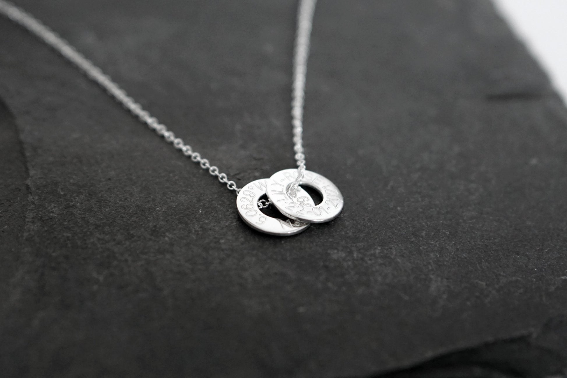 Engraved Personalised Sterling Silver Washers Necklace