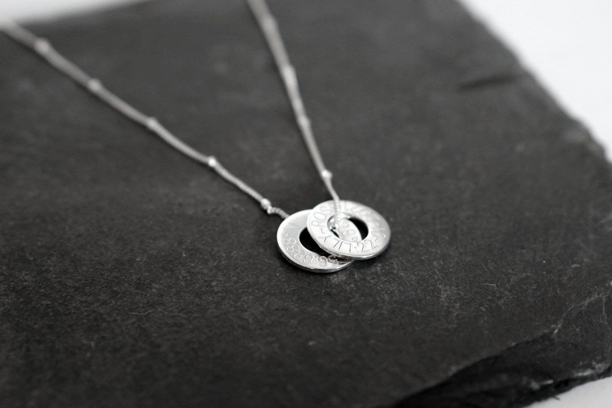 Engraved Personalised Sterling Silver Washers Necklace