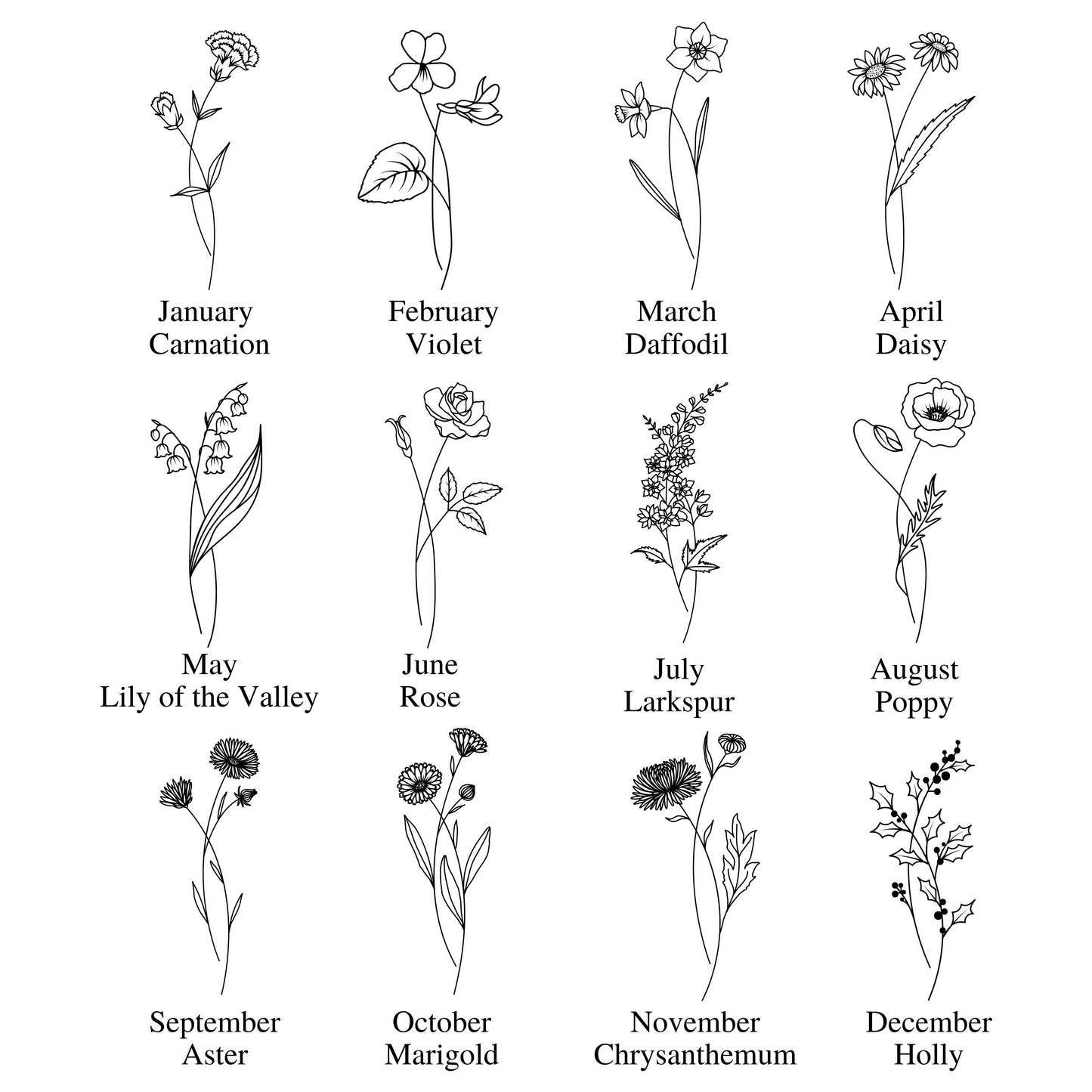 Personalised Teardrop Birth Flower Sterling Silver Necklace