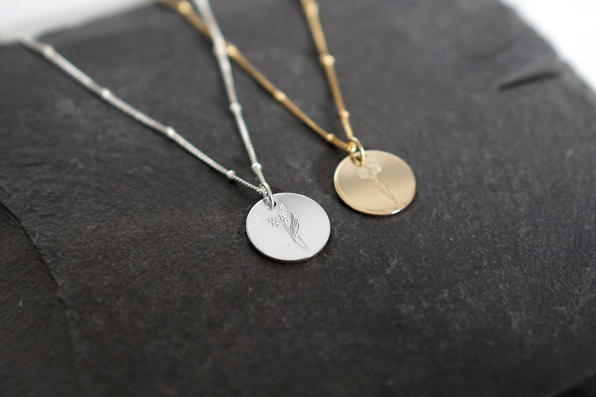 Personalised Birth Flower Sterling Silver or Gold Filled Necklace