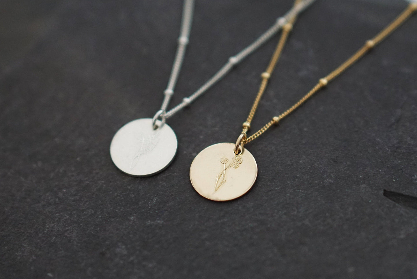 Personalised Birth Flower Sterling Silver or Gold Filled Necklace
