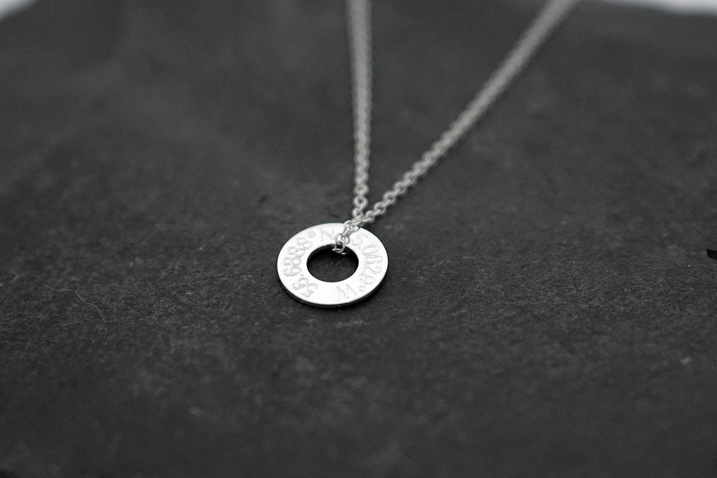 Engraved Personalised Sterling Silver Washers Necklace ~ customised, birthday, coordinates, name, anniversary, graduation, travel gift