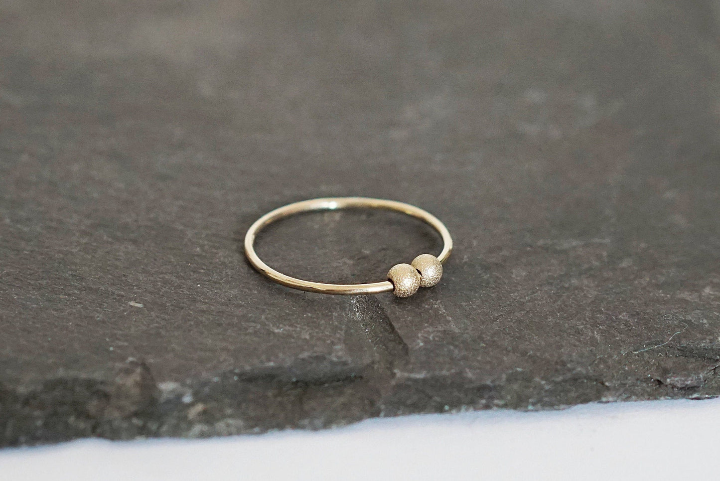 Fidget Ring Solid Recycled 9ct Gold Frosted Beads