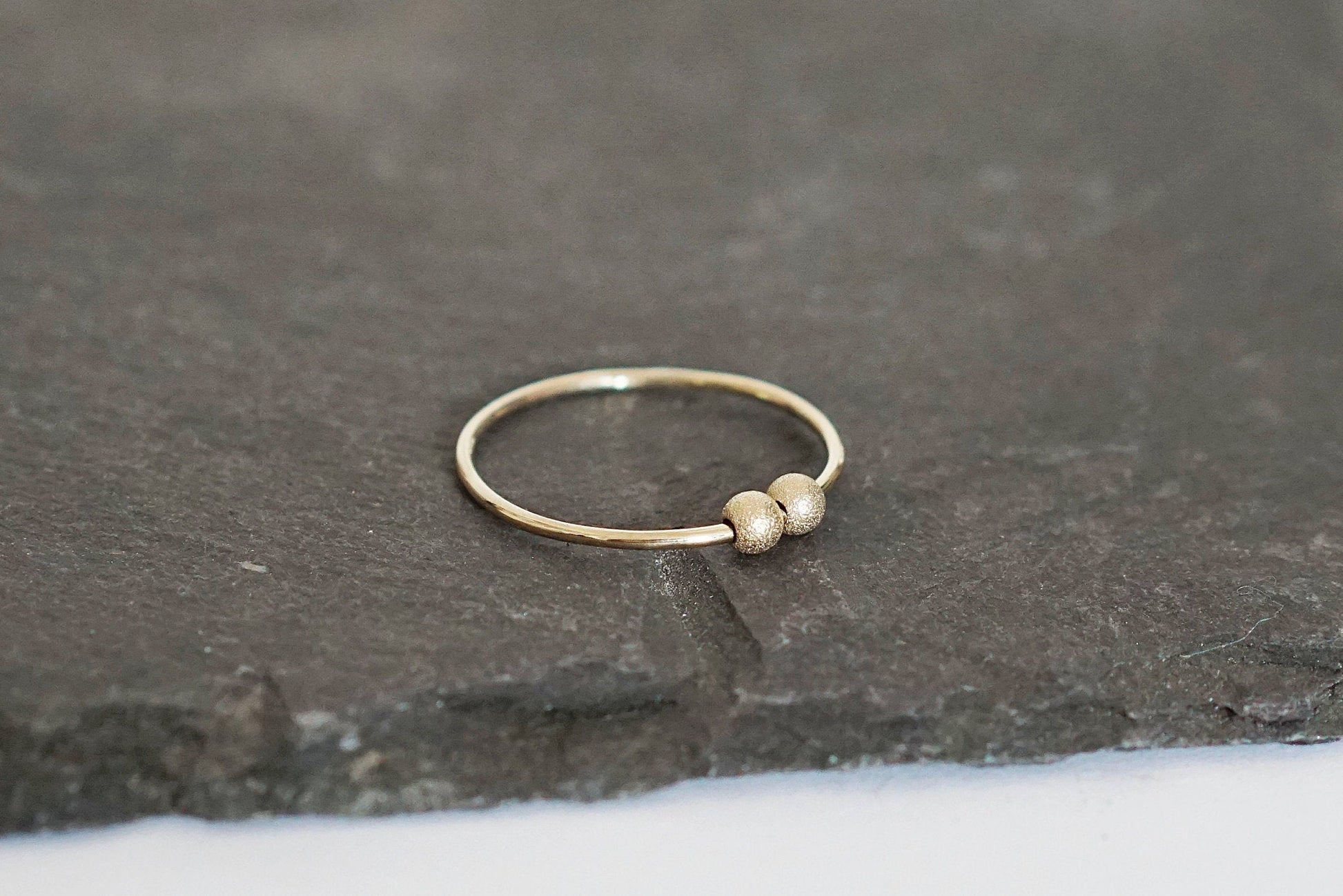 Fidget Ring Solid Recycled 9ct Gold Frosted Beads