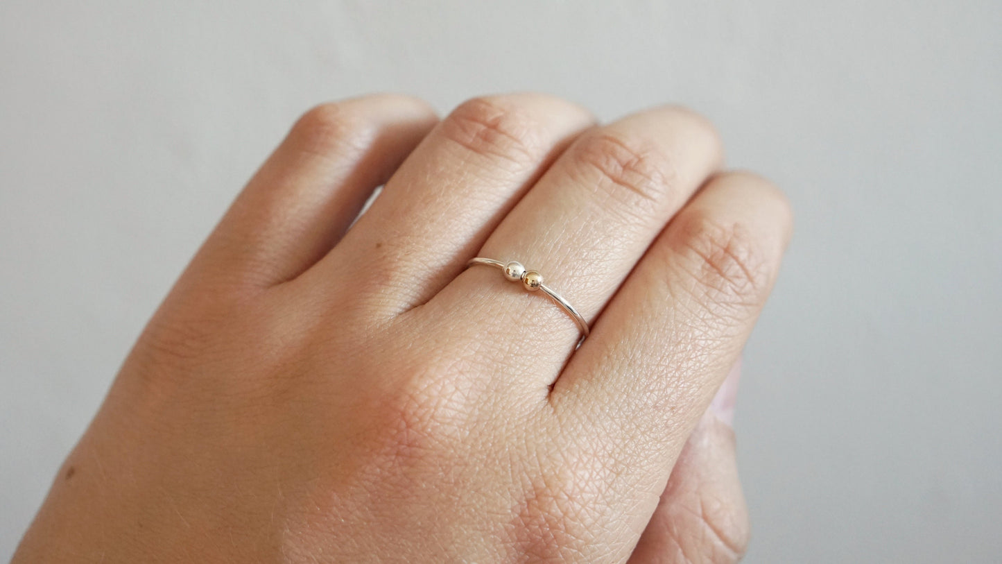 Fidget Ring Gold Filled & Silver Beads Sterling Silver