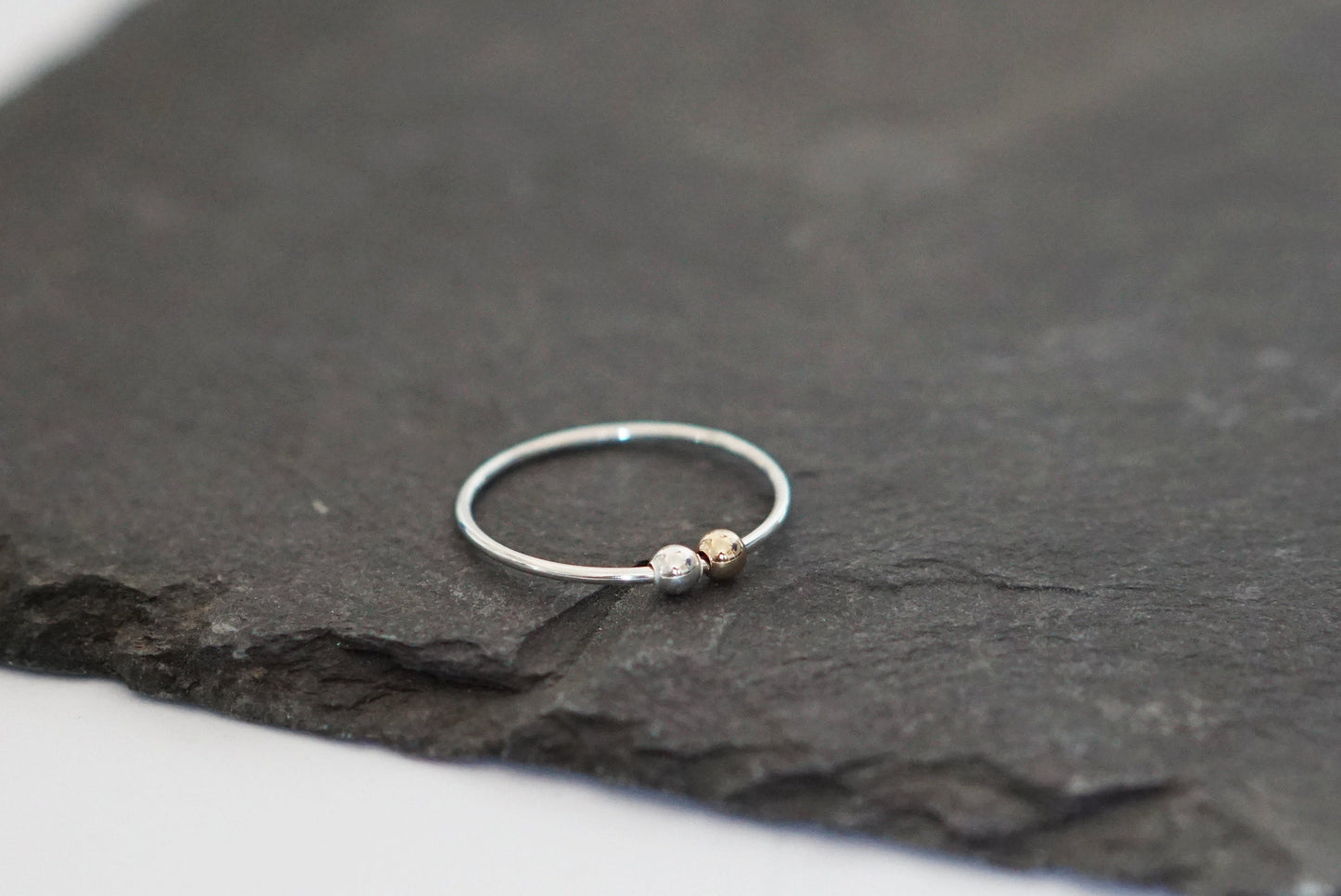 Fidget Ring Gold Filled & Silver Beads Sterling Silver