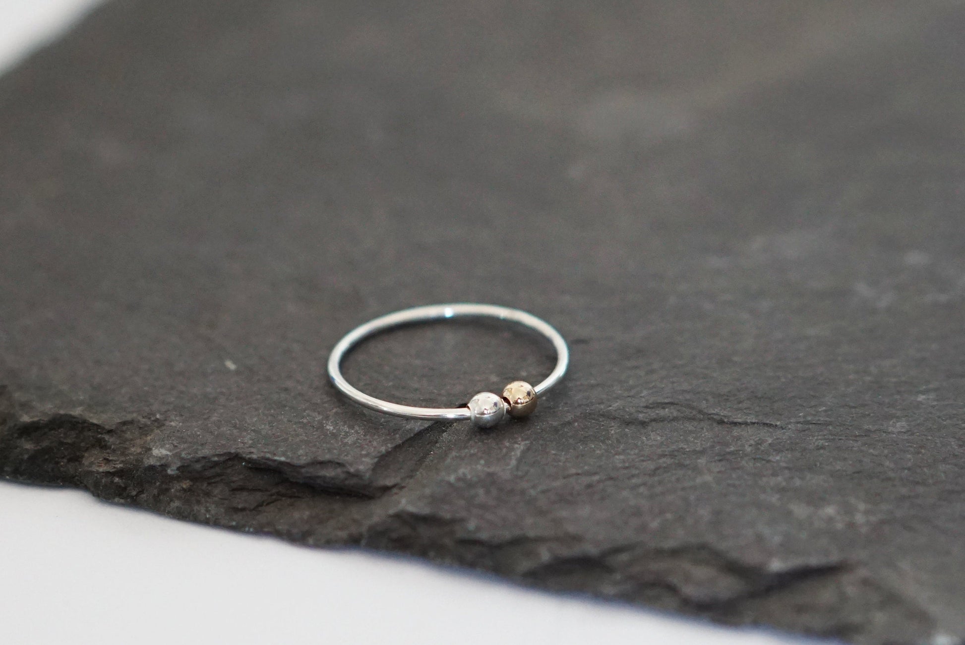 Fidget Ring Gold Filled & Silver Beads Sterling Silver