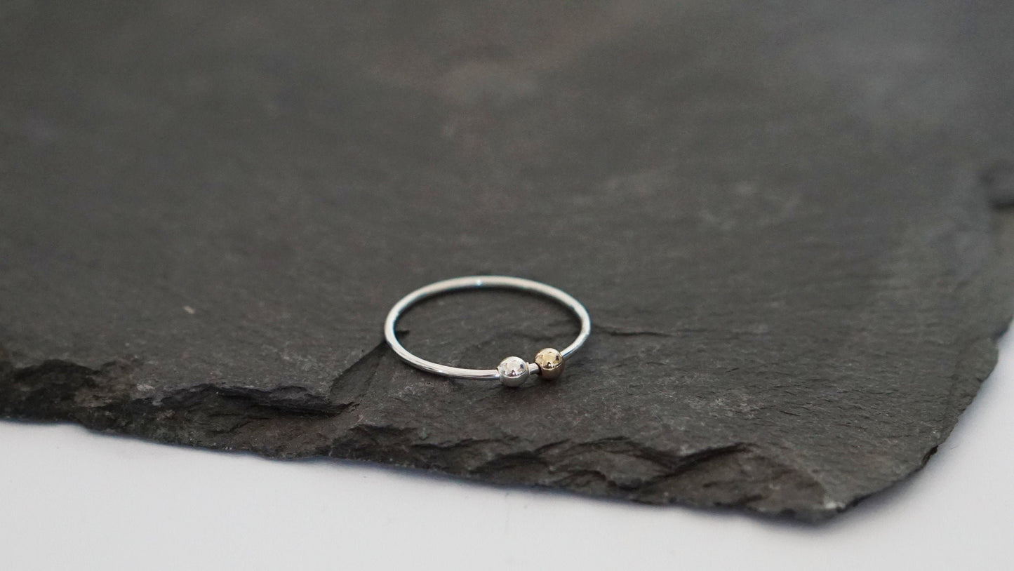 Fidget Ring Gold Filled & Silver Beads Sterling Silver