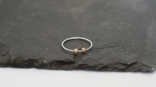 Fidget Ring Gold Filled Corrugated Beads Sterling Silver Ring