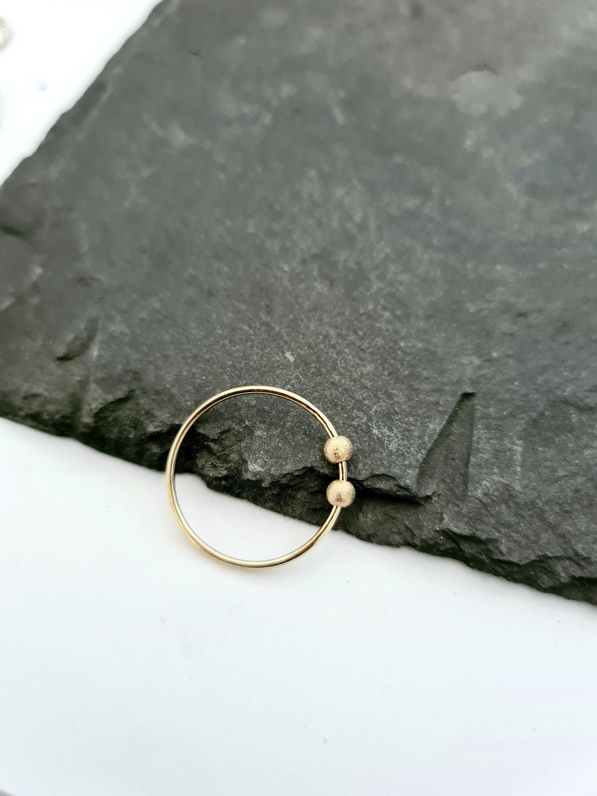 Fidget Ring Solid Recycled 9ct Gold Frosted Beads