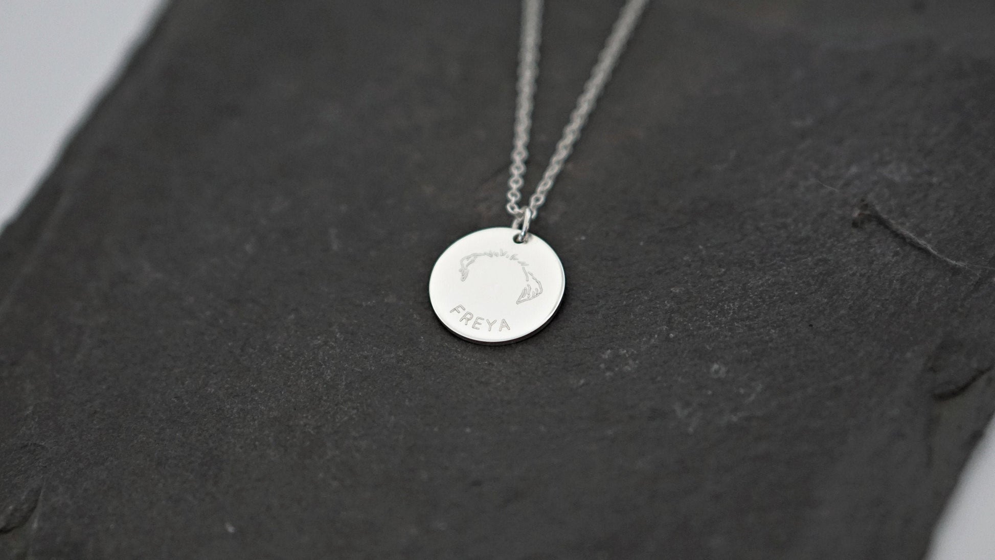 Dog Ears Personalised Sterling Silver Necklace ~ engraved, pet memorial, puppy, doggo