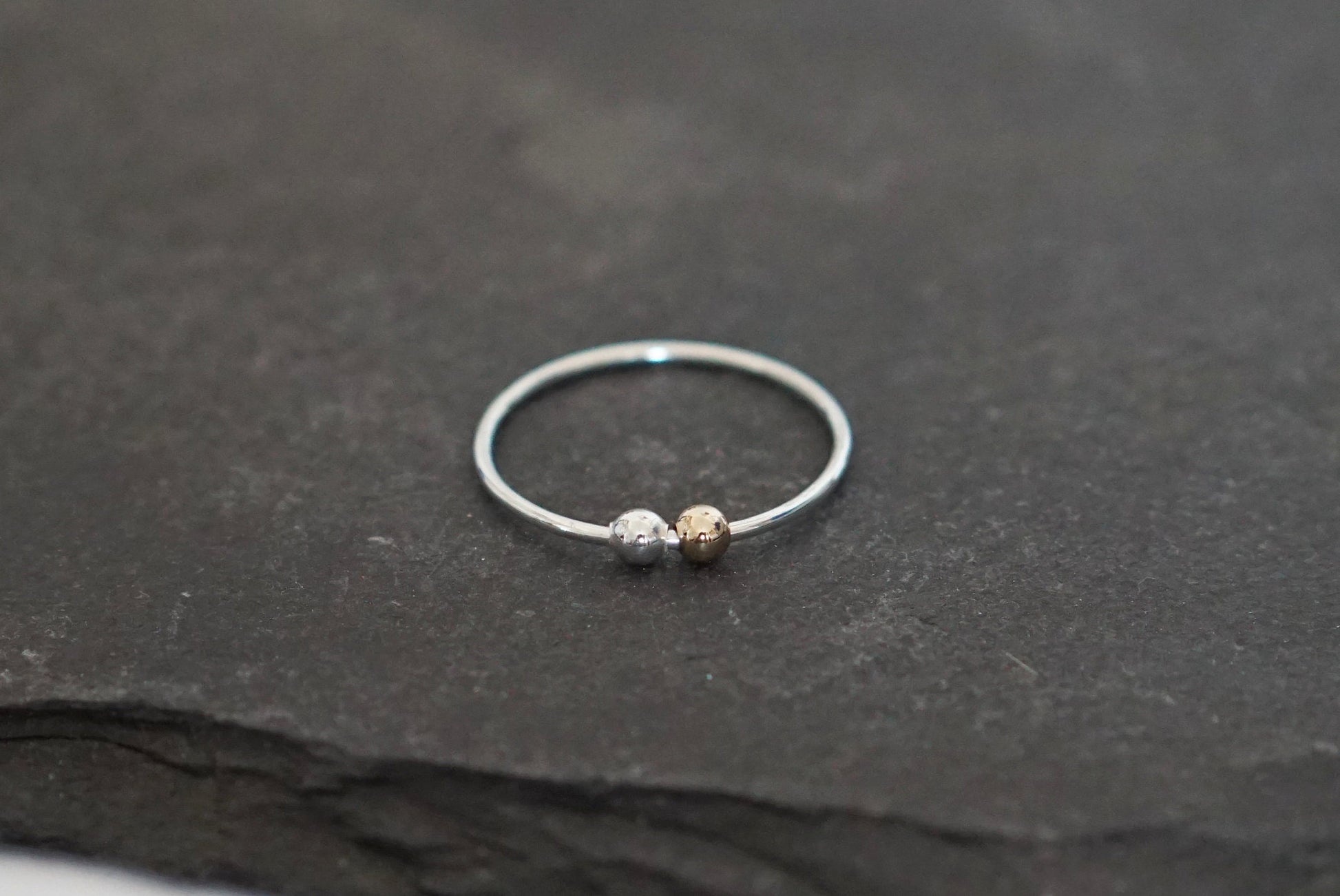 Fidget Ring Gold Filled & Silver Beads Sterling Silver