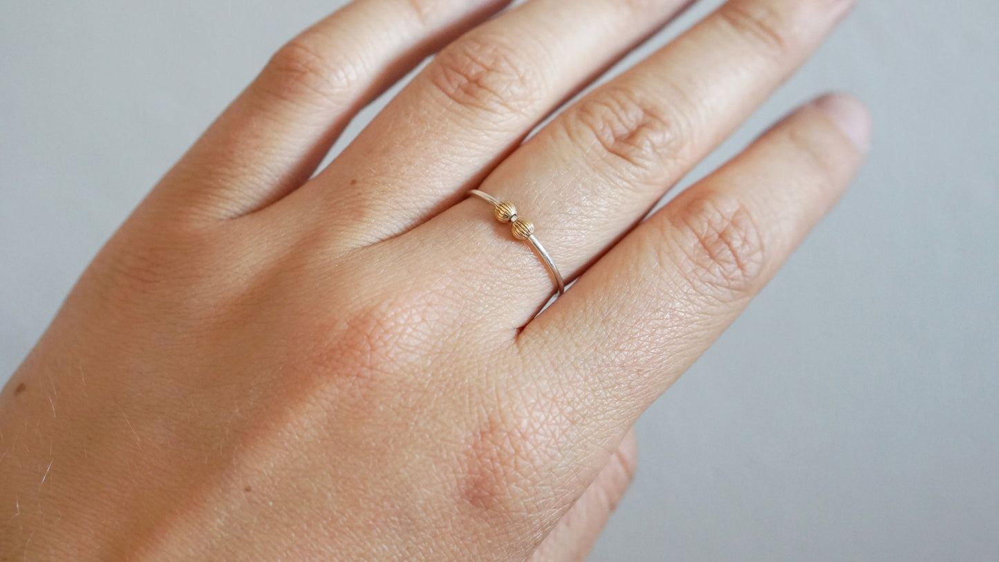 Fidget Ring Gold Filled Corrugated Beads Sterling Silver Ring