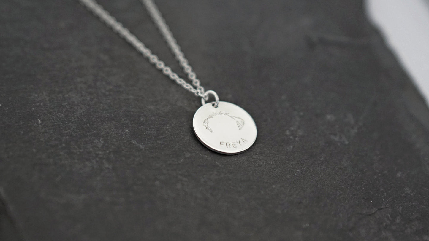 Dog Ears Personalised Sterling Silver Necklace ~ engraved, pet memorial, puppy, doggo