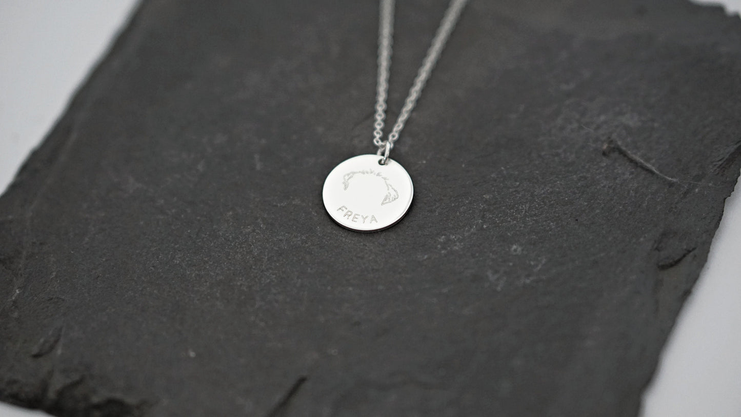 Dog Ears Personalised Sterling Silver Necklace ~ engraved, pet memorial, puppy, doggo