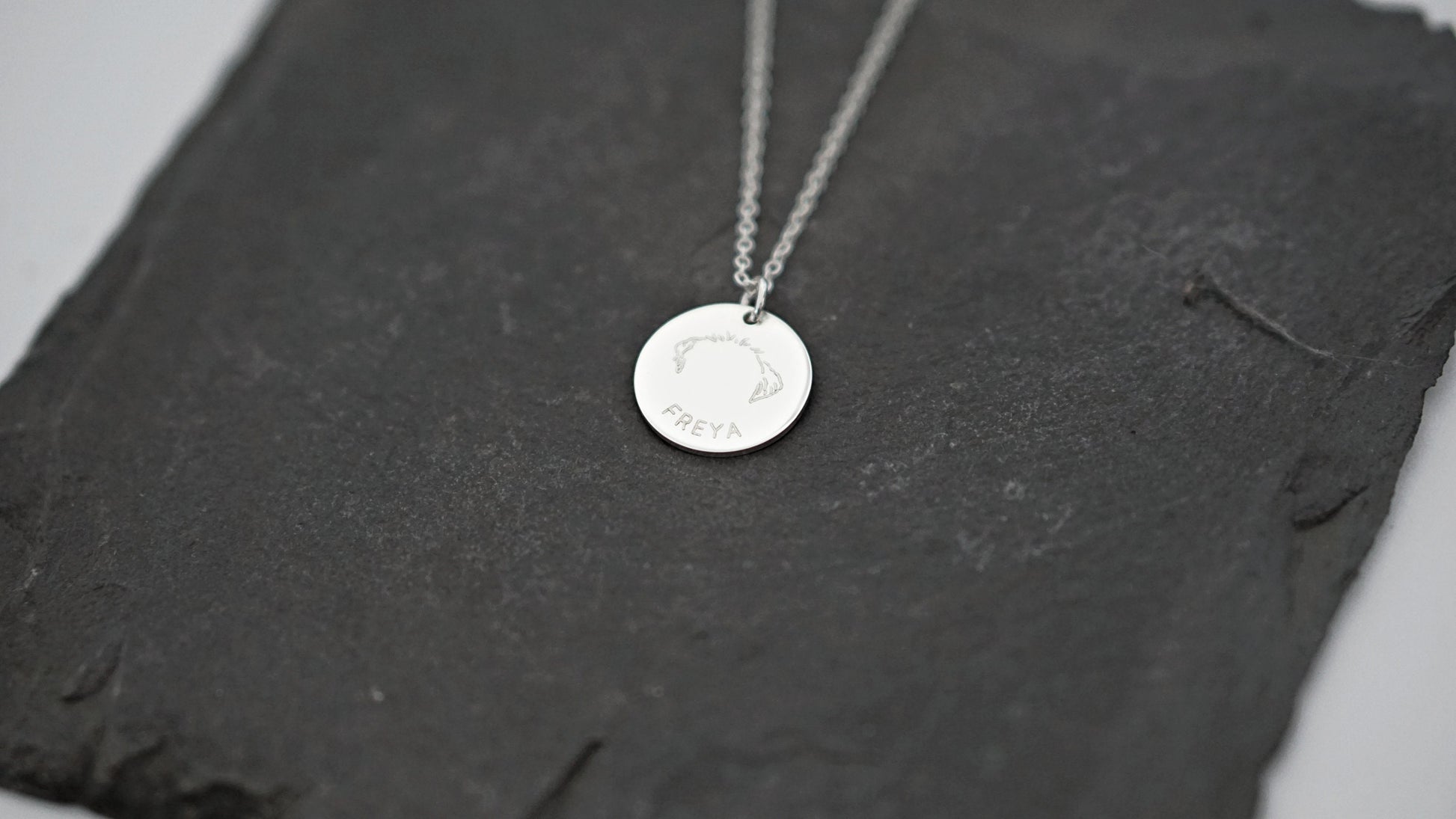 Dog Ears Personalised Sterling Silver Necklace ~ engraved, pet memorial, puppy, doggo