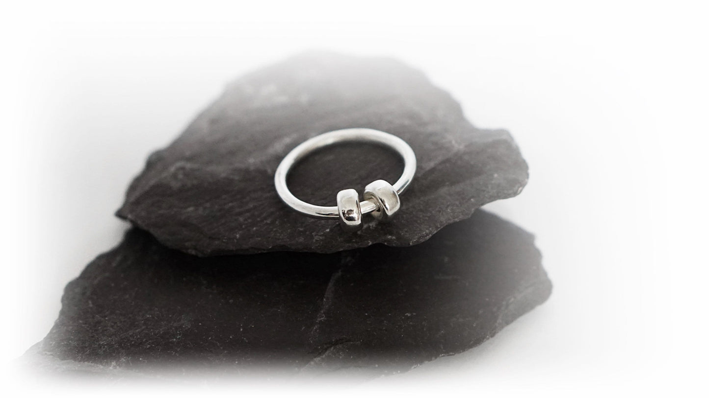 Chunky Doughnuts Fidget Ring Sterling Silver ~ stackable, worry ring, spinner, anxiety, ADHD, meditation