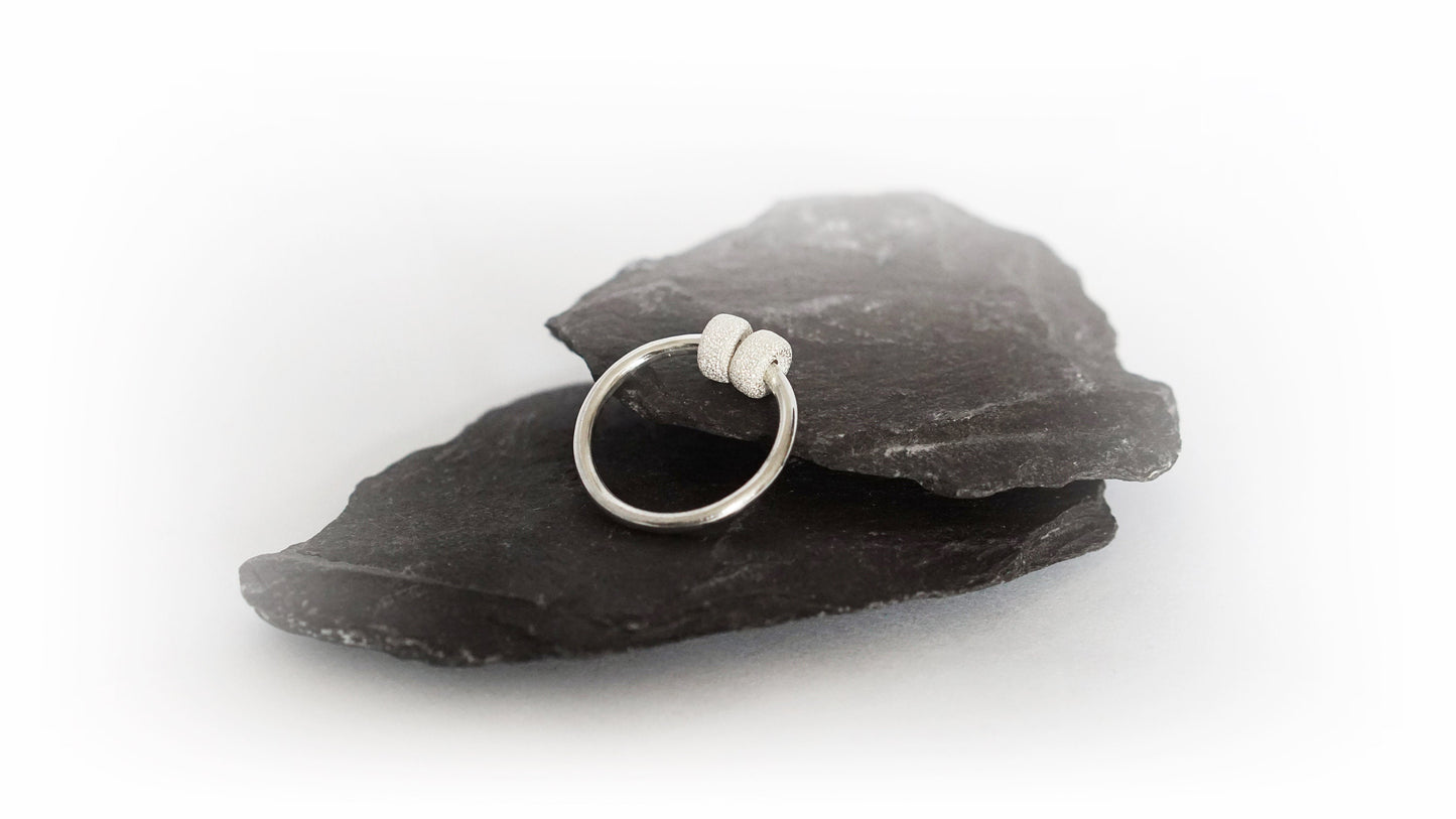 Chunky Frosted Doughnuts Fidget Ring Sterling Silver