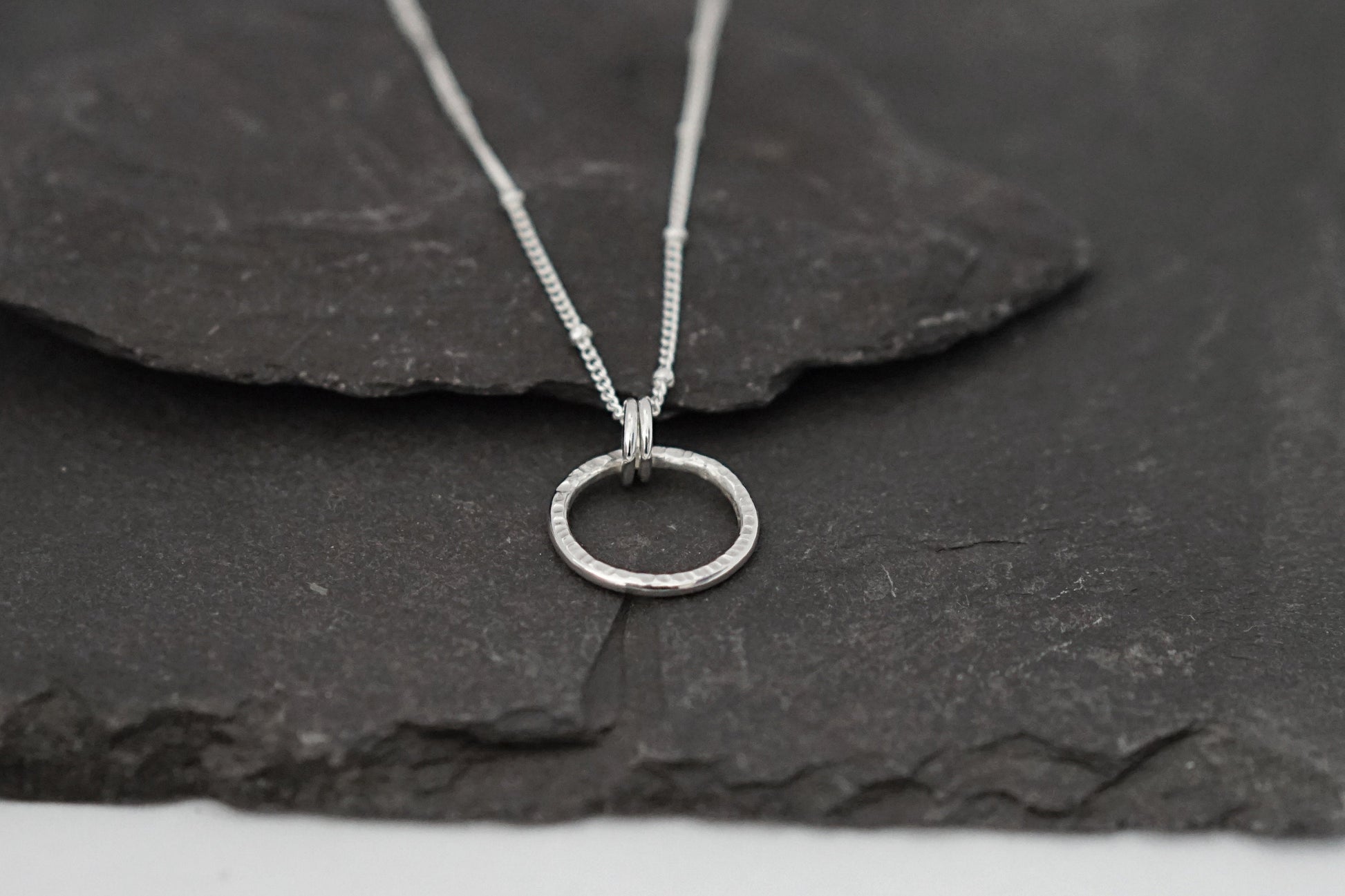 Mini Hammered Rings Sterling Silver Necklace