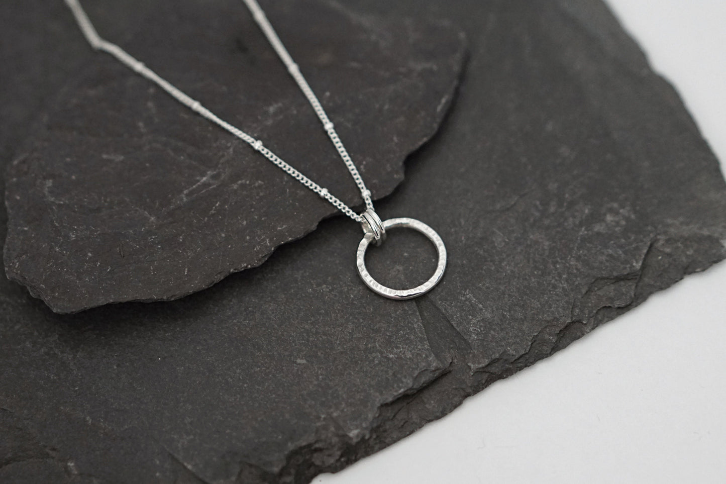 Mini Hammered Rings Sterling Silver Necklace
