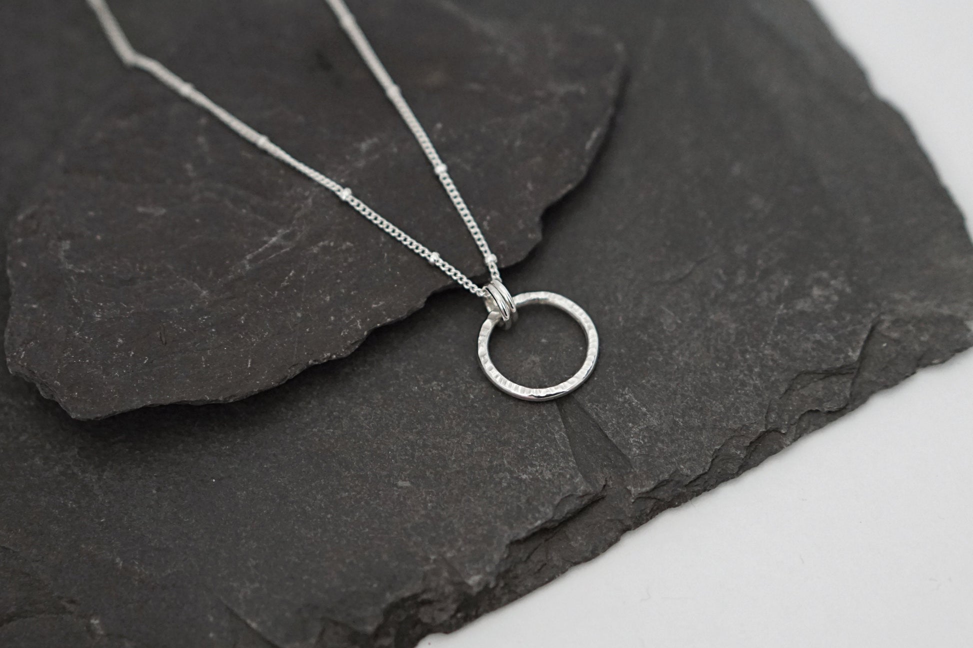Mini Hammered Rings Sterling Silver Necklace