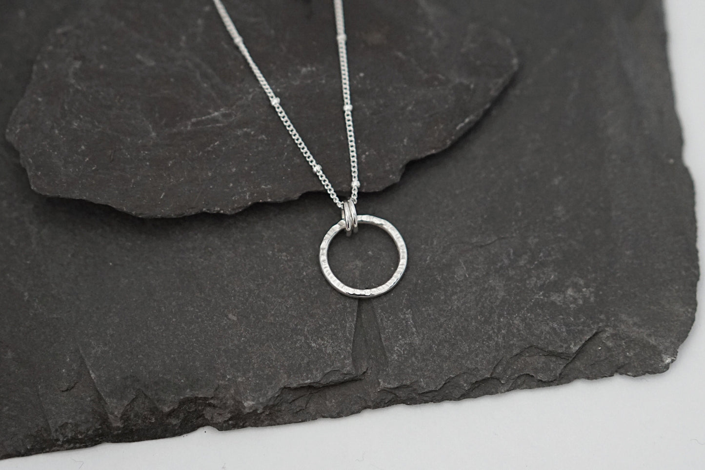 Mini Hammered Rings Sterling Silver Necklace