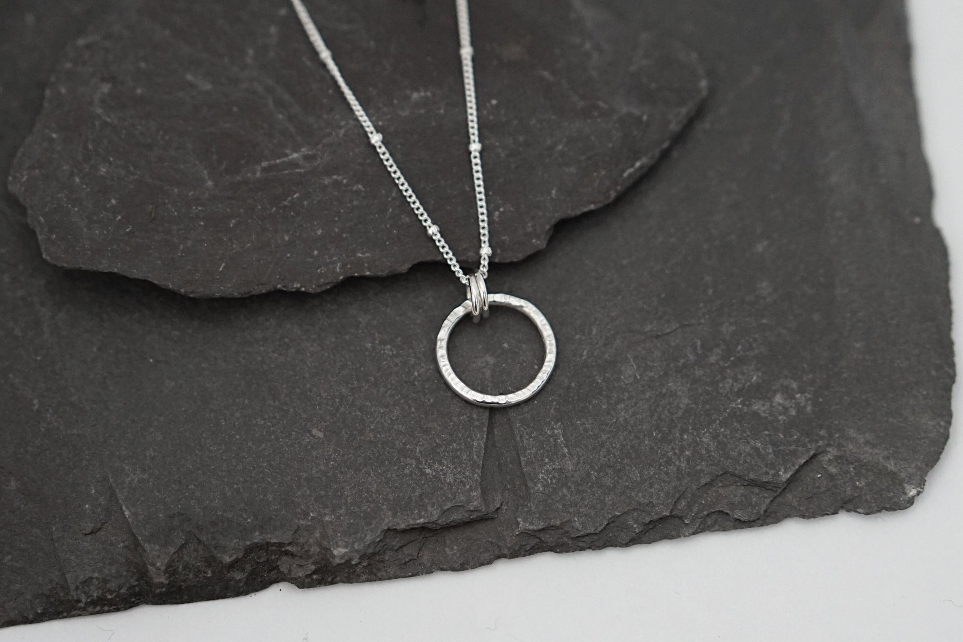 Mini Hammered Rings Sterling Silver Necklace