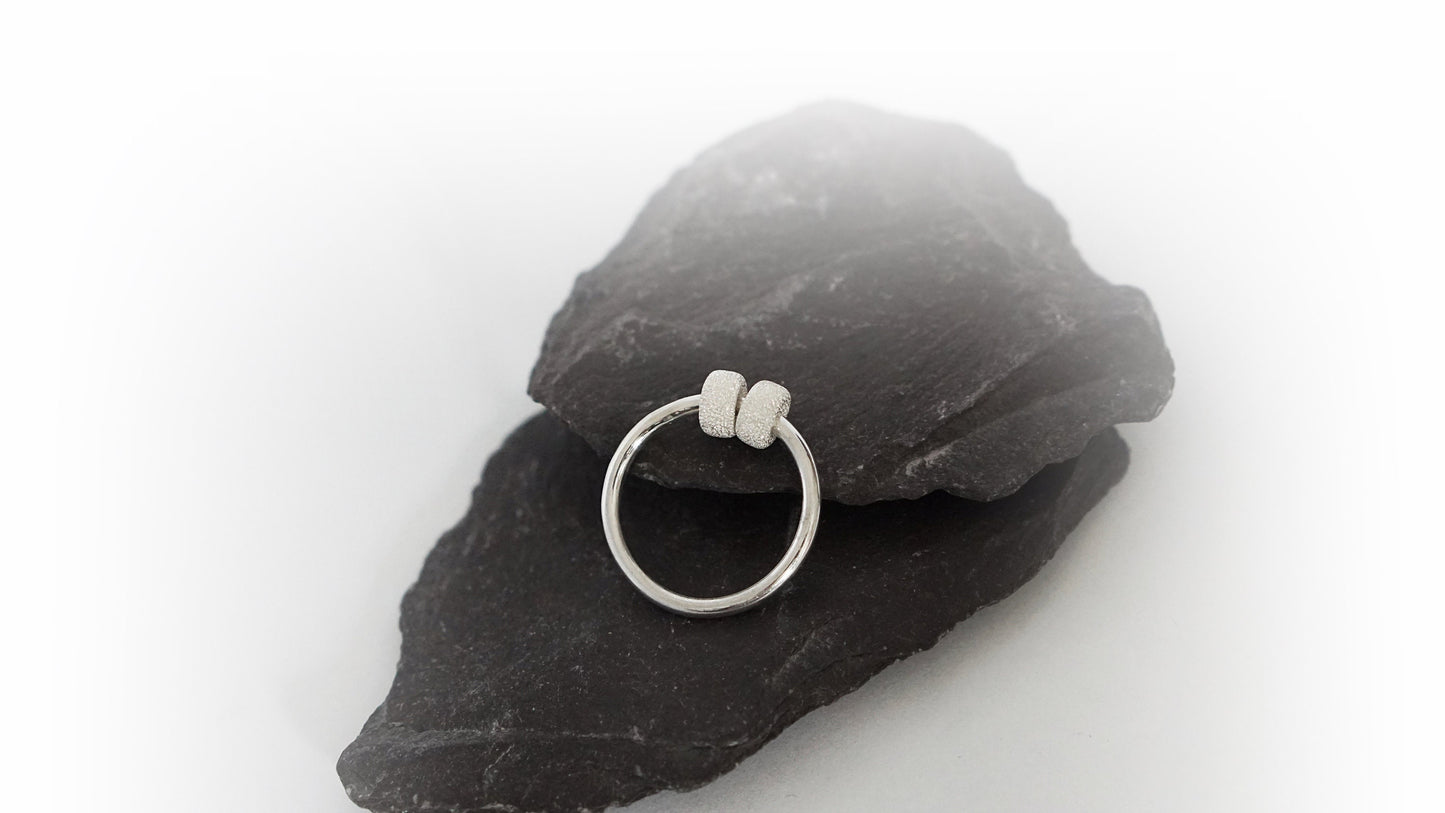 Chunky Frosted Doughnuts Fidget Ring Sterling Silver