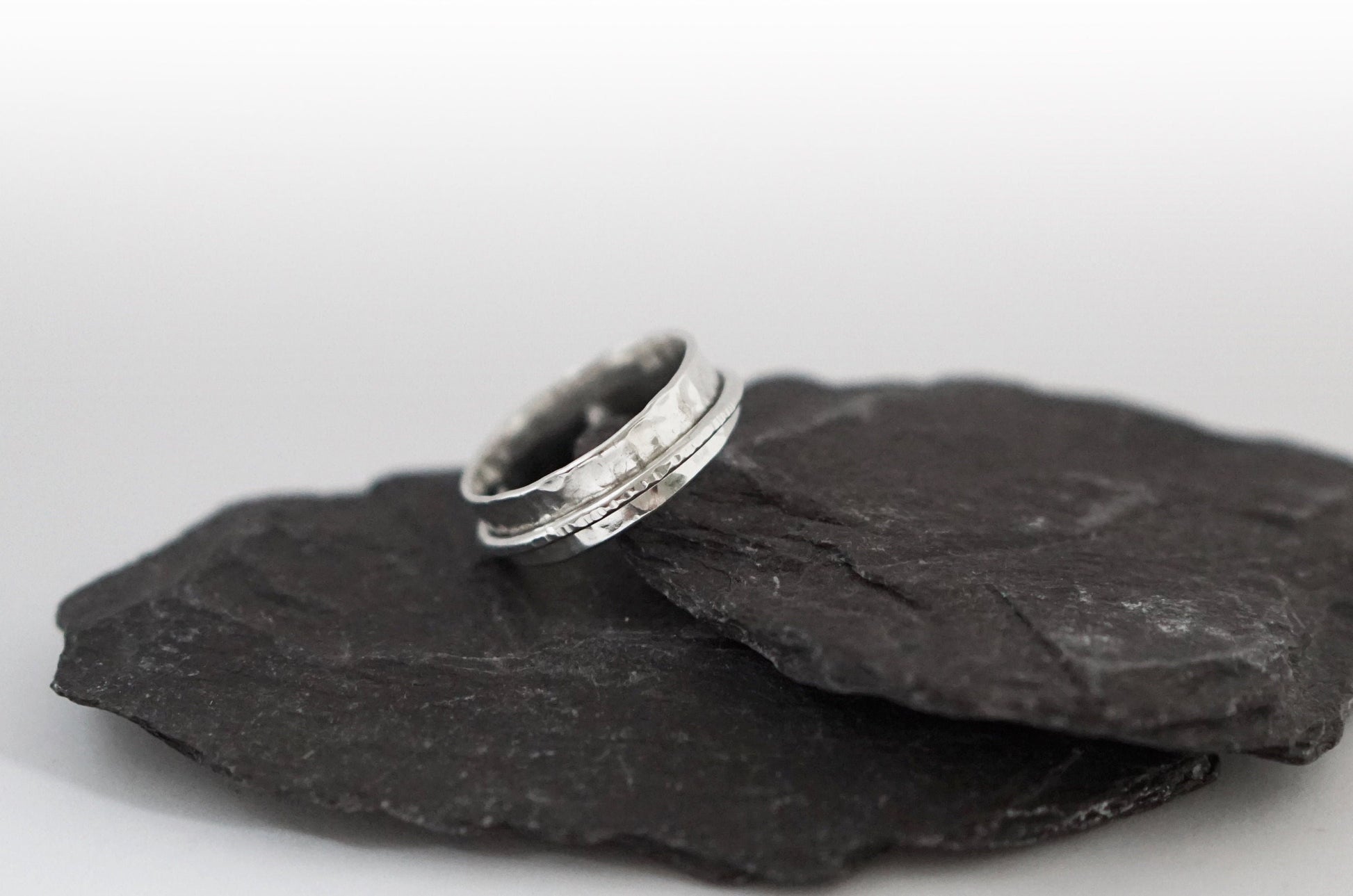 Fidget Ring Recycled Textured Sterling Silver Spinner Ring II