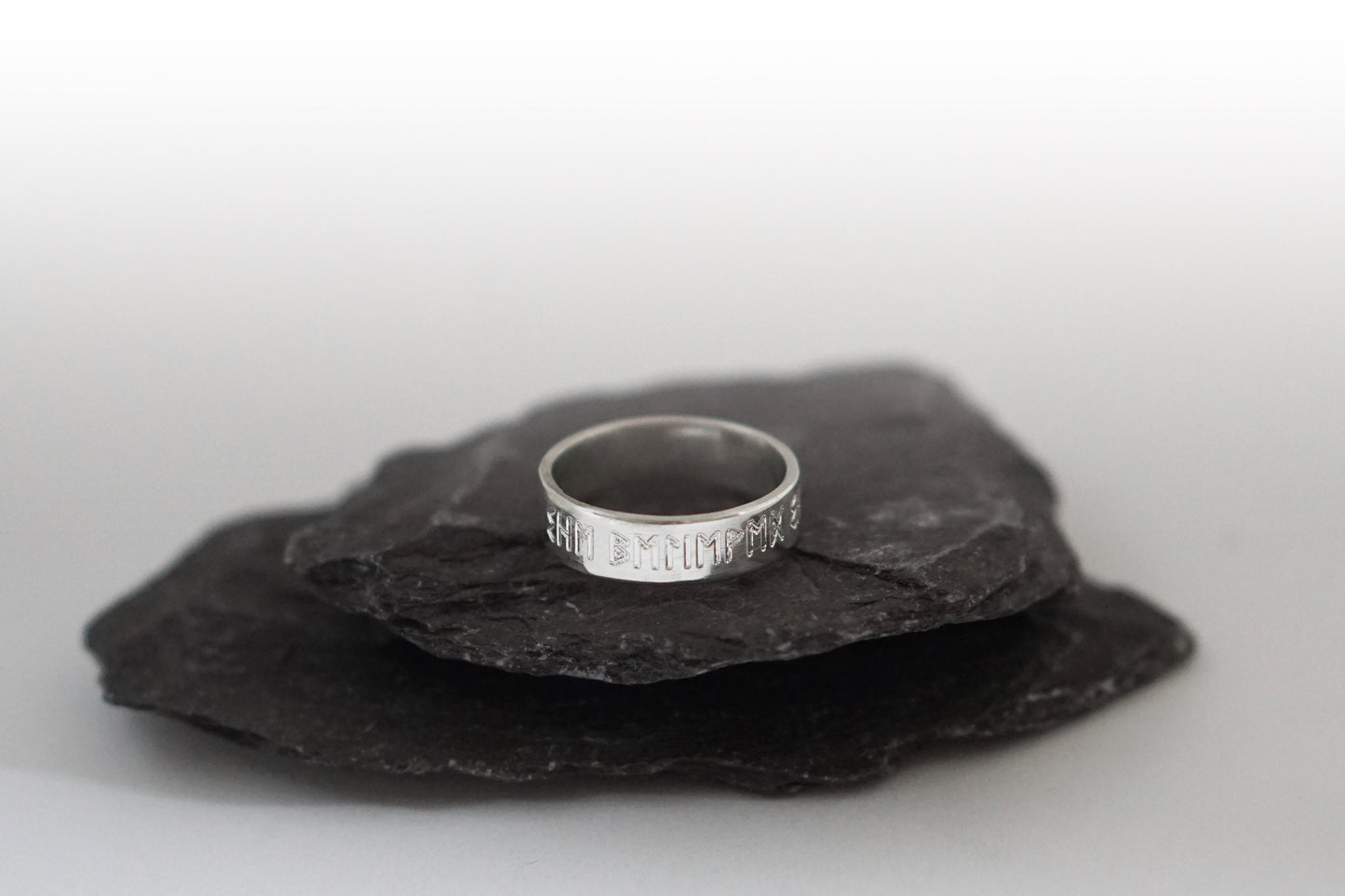 Recycled Sterling Silver Runes Personalised Band